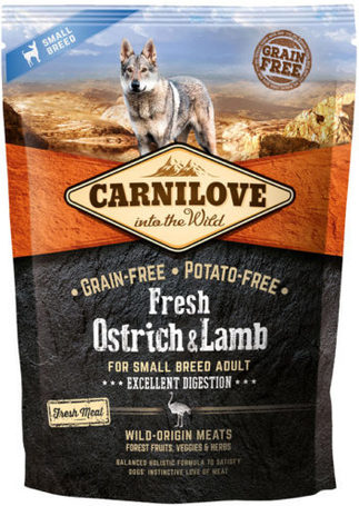 CarniLove Fresh Adult Dog Small Excellent Digestion - Strucc- és bárányhúsos táp kistestű kutyáknak a jó emésztésért