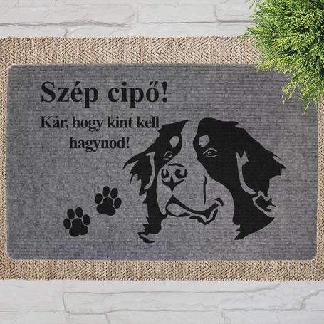 Szöveges kutyás lábtörlők szürke háttérrel Szöveges kutyás lábtörlők szürke háttérrel