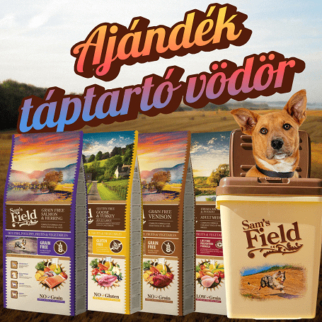 Ajándék táptartó vödör a Sam’s Field 12 kg-os tápok mellé – amíg a készlet tart