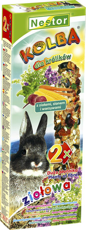 Nestor gyógynövényes dupla rúd nyúlnak szénával és zöldséggel