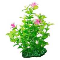Plantă artificială pentru acvariu, cu flori de culoare roz