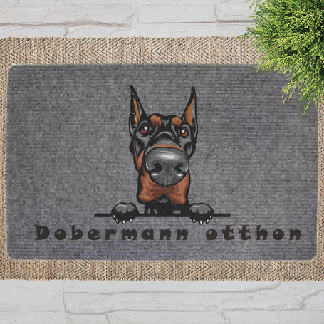 Kutyás lábtörlők szürke háttérrel