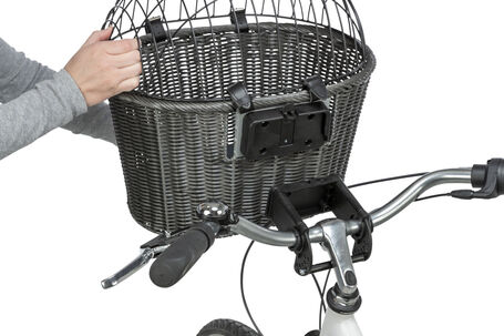 Trixie szürke fonott, biciklire szerelhető szállítókosár kisállatoknak
