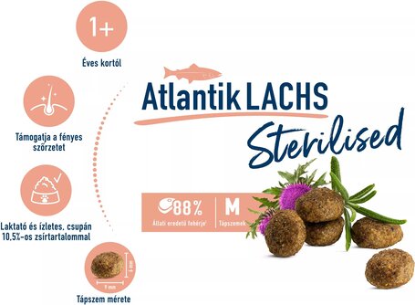 Happy Cat Adult Sterilised Atlantik-Lachs | Lazacos táp ivartalanított macskáknak