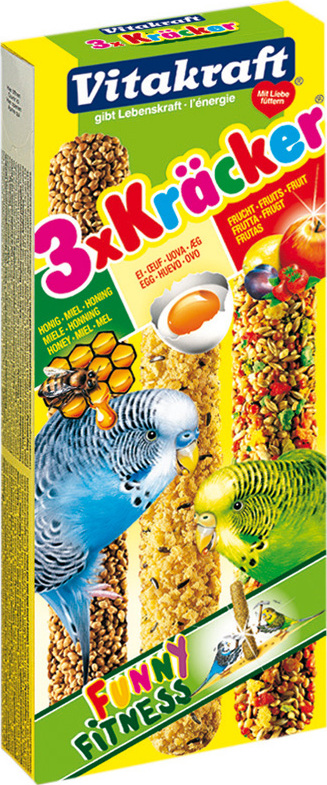 Vitakraft Kracker Mix baton triplu cu miere-ouă-fructe pentru papagali peruși - zoom