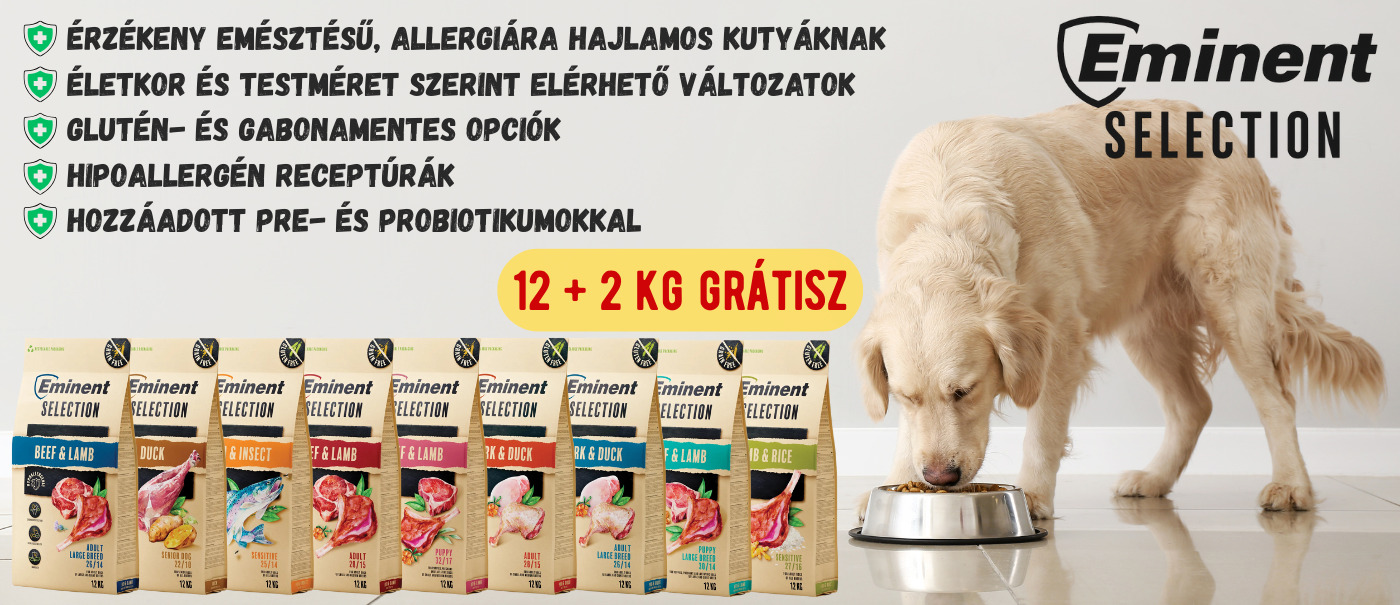 +2 kg ajándékba🎁 a gabonamentes és hipoallergén Eminent Selection tápokhoz +2 kg ajándékba🎁 a gabonamentes és hipoallergén Eminent Selection tápokhoz