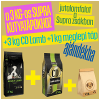 3 kg Supra Hypo Lamb táphoz 4 kg prémium táp ajándékba az Okosgazditól