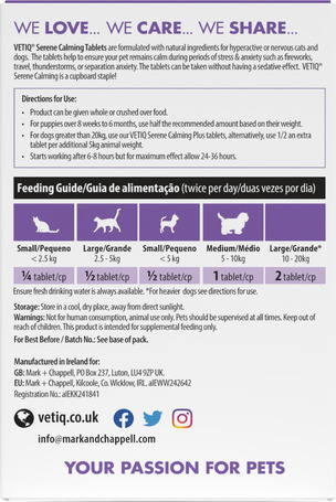 Vetiq Serene Calming Tablets nyugtató kutyáknak, macskáknak