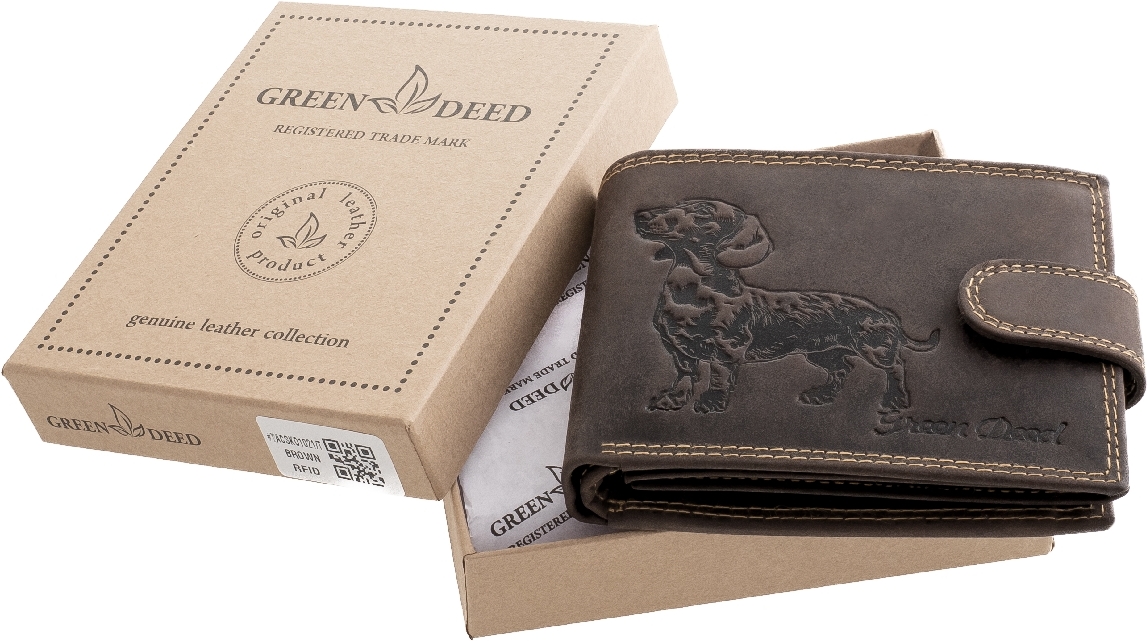 GreenDeed portofel din piele naturală cu model de câine - zoom