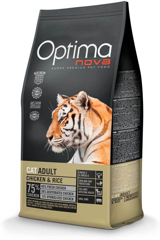 Visán Optimanova Cat Adult Chicken & Rice - Hrană pentru pisici