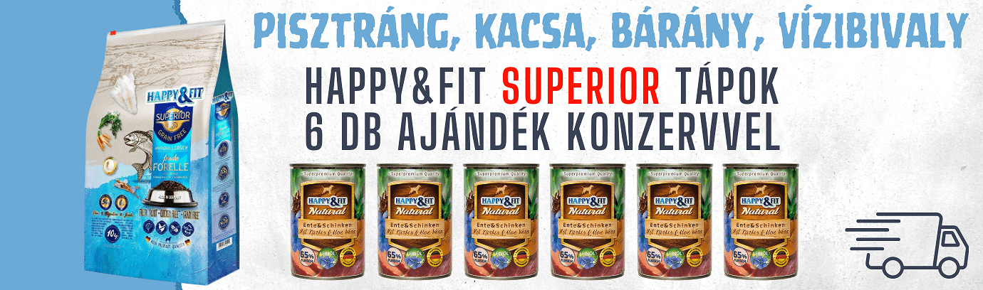 Happy&Fit Superior kutyatáp + 6 db konzerv ajándékba
