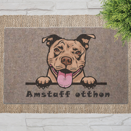 Kutyás lábtörlők barna háttérrel