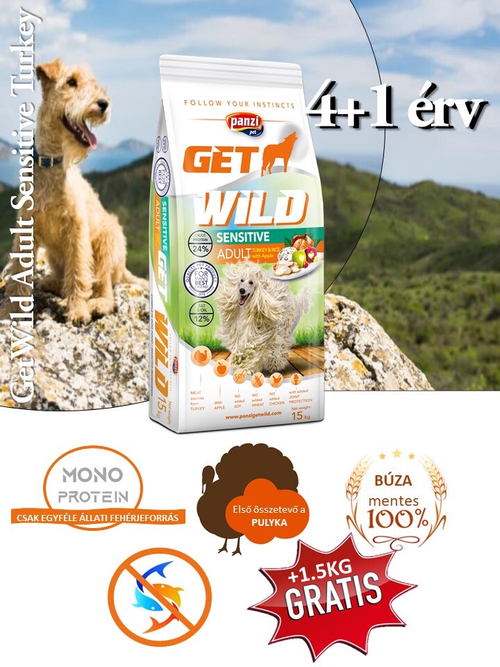 4+1 érv a Panzi GetWild Dog Adult Sensitive Turkey & Rice with Apple mellett