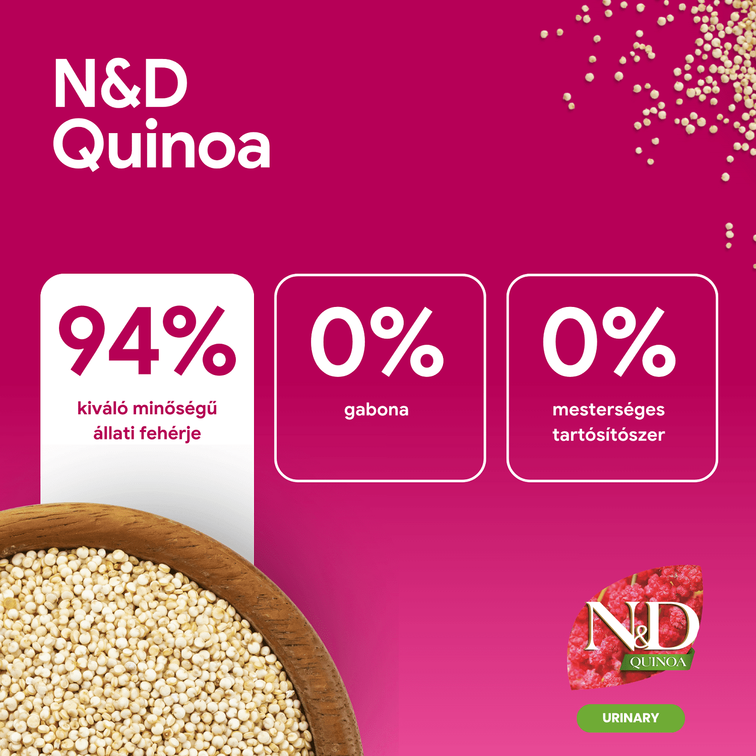 N&D Cat Grain Free Quinoa Urinary Duck – Húgyuti problémákra | Száraztáp macskáknak