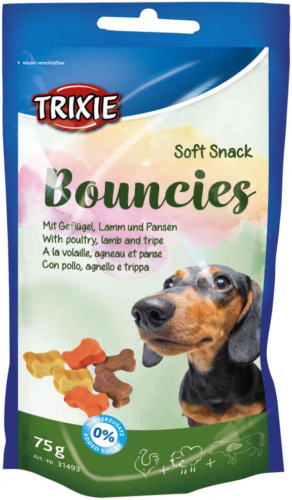 Trixie Soft Snack Bouncies cu pui, miel si burta pentru catelusi - zoom
