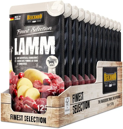 Belcando alutasak bárányhússal, burgonyával és tőzegáfonyával