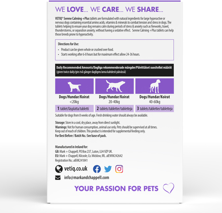 Vetiq Serene Calming +Plus tabletta nagytestű kutyáknak