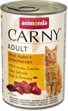 Animonda Carny Adult marhás, csirkés és kacsaszíves konzerv macskáknak