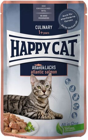 Happy Cat Culinary Meat in Sauce Atlantik-Lachs l Alutasakos eledel ízletes lazaccal macskáknak