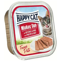 Happy Cat Minkas Duo szárnyas- és marhahúsos pástétom falatkák alutálkában