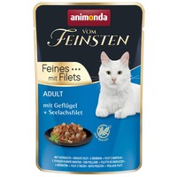 Animonda Vom Feinsten Feines mit Filets baromfis és fekete tőkehalas macskaeledel alutasakban
