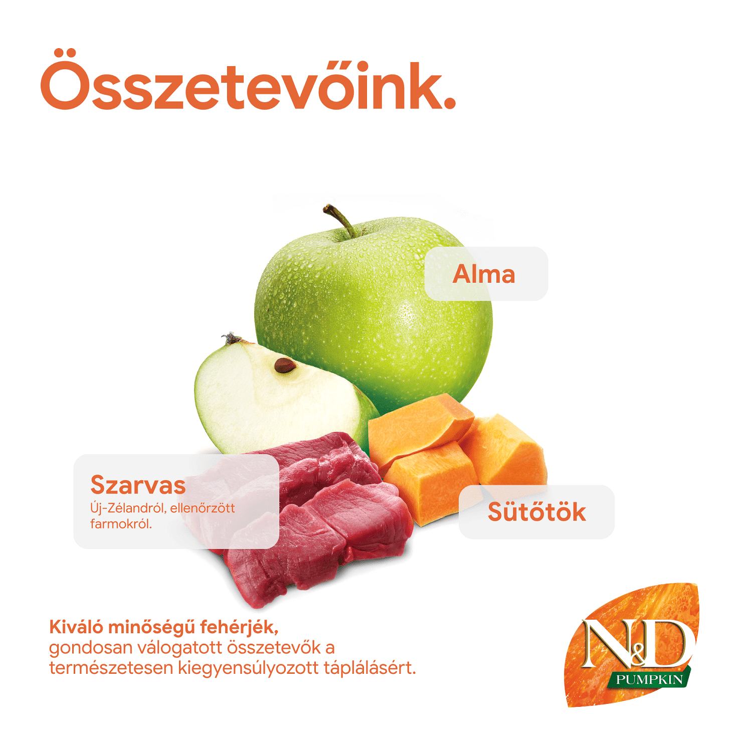N&D Dog Grain Free Adult Medium/Maxi sütőtök, szarvas & alma szuperprémium kutyatáp
