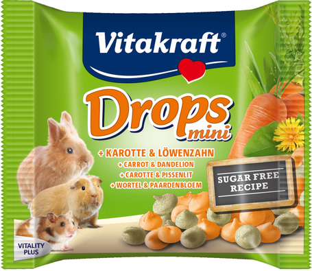 Vitakraft Drops Mini sárgarépás és pitypangos jutalomfalatkák nyulaknak