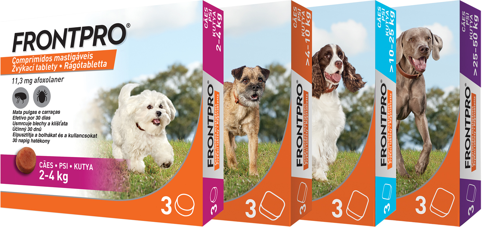 Frontpro tablete împotriva puricilor și căpușelor pentru câini - zoom