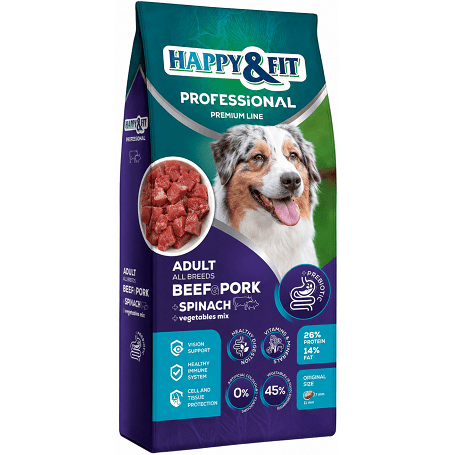 Happy&Fit Professional Adult Beef & Pork, Spinach, Broccoli 19 kg