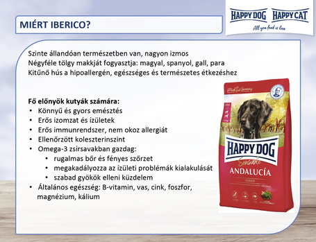 Happy Dog Andalucia kutyatáp ibériai sertéshússal és mediterrán zöldségmix-szel