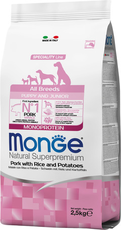 Monge Dog Puppy & Junior Monoprotein Pork with Rice & Potatoes