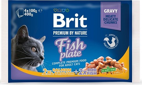 Brit Premium Cat Pouches Fish Plate felnőtt macskáknak