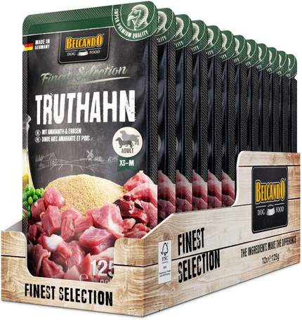 Belcando alutasak pulykahússal, amaránttal és borsóval