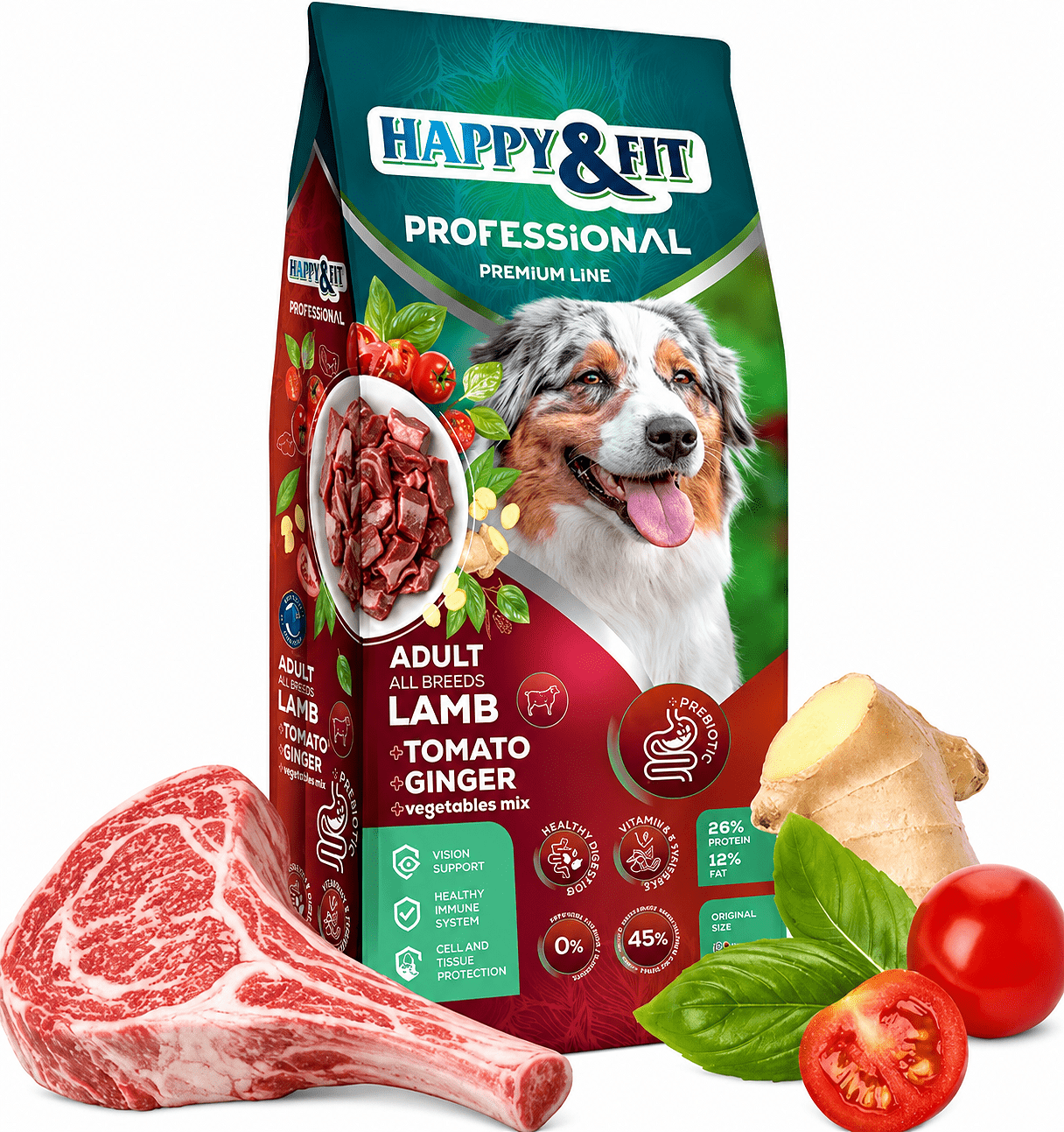 Happy&Fit Professional Adult All Breed Lamb, Tomato, Ginger - zoom
