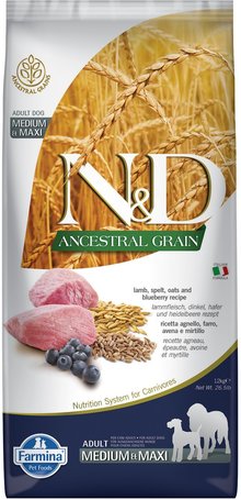 N&D Dog Adult Medium & Maxi Lamb & Blueberry Ancestral Grain | Bárányhússal és vörös áfonyával
