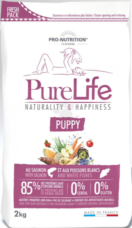 Pro-Nutrition Pure Life Puppy Mini & Medium hipoallergén táp, lazaccal és fehér hallal | Kölyökkutyáknak