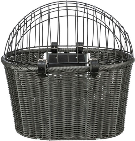 Trixie szürke fonott, biciklire szerelhető szállítókosár kisállatoknak