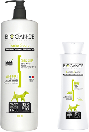 Biogance Terrier Secret shampoo | Drótszőrű kutyák fürdetéséhez | Lime és zsálya kivonattal