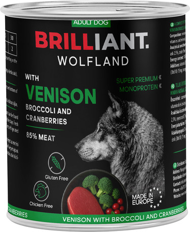 Brilliant Wolfland prémium szarvasos nedvestáp brokkolival