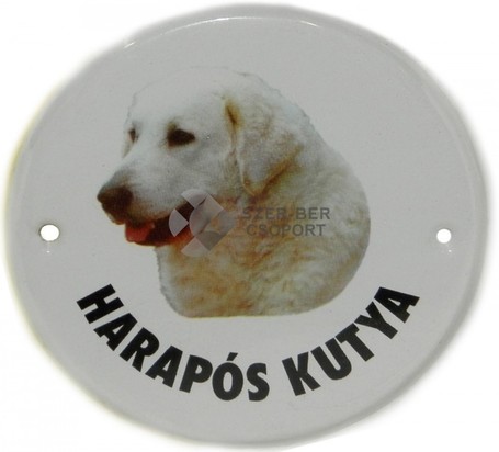 Figyelmeztető fém tábla kutyával őrzött területre | Labradort ábrázoló képpel 10 cm