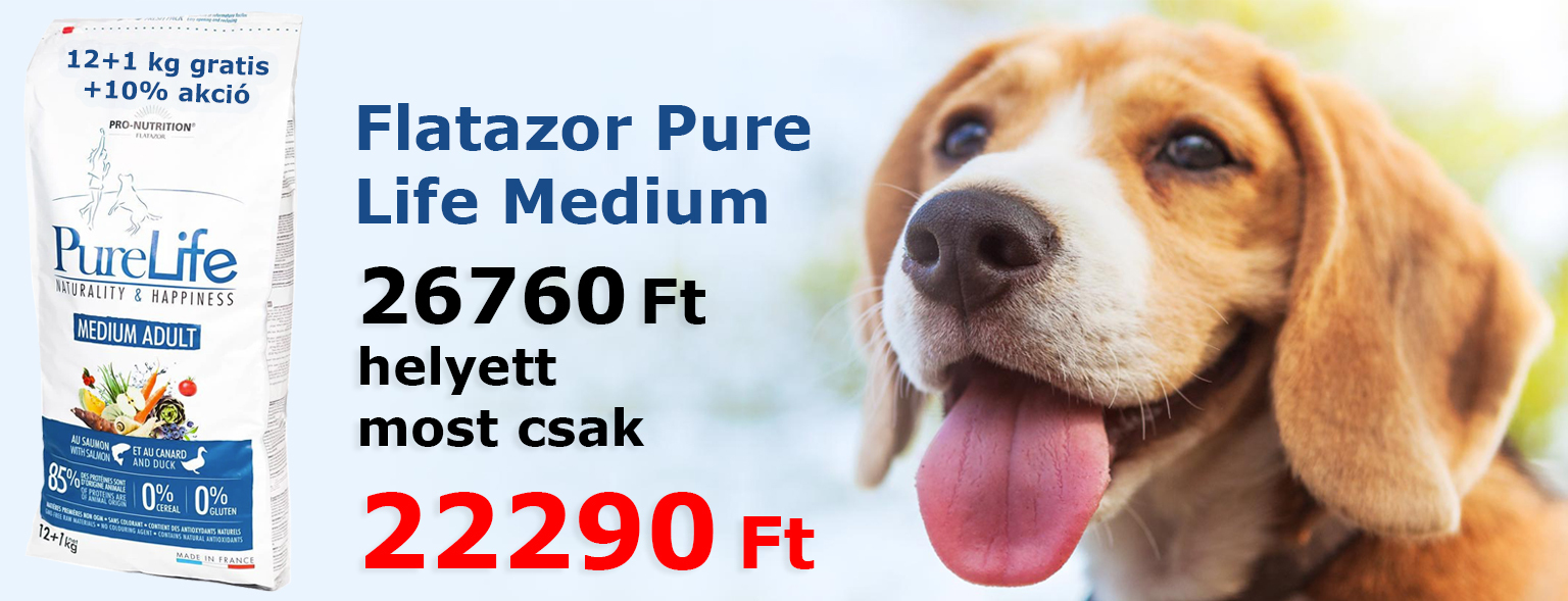 Flatazor Pure Life Medium 12 + 1 kg grátisz + 10% akció