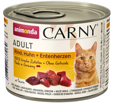 Animonda Carny Adult marhás, csirkés és kacsaszíves konzerv macskáknak