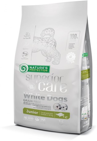 Nature's Protection Superior Care - White Dogs Grain Free Junior Small & Mini Breeds White Fish | Fehér szőrű, kistestű, növendék kutyáknak