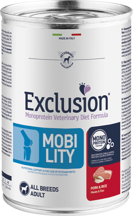 Exclusion Dog Mobility Pork & Rice conservă