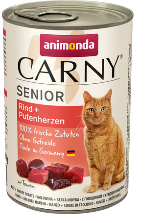 Animonda Carny Senior marhás és pulykaszíves konzerv idős macskáknak