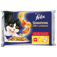 Felix Sensations húsos-zöldséges válogatás (marha, csirke) zamatos aszpikban - Multipack (4 x 100 g) Felix Sensations húsos-zöldséges válogatás (marha, csirke) zamatos aszpikban - Multipack (4 x 100 g)