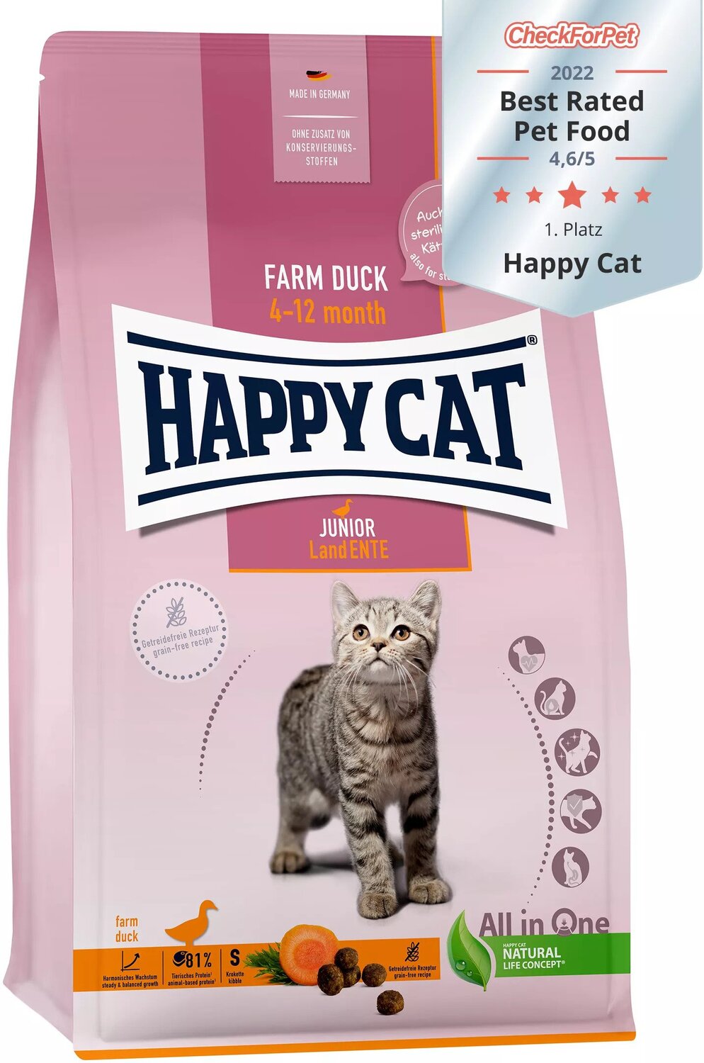 Happy Cat Junior 4-12 month Farm Duck Land Ente Grain Free