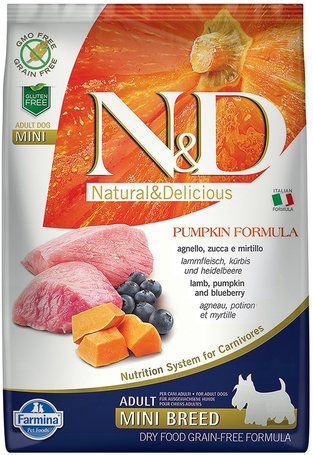 N&D Dog Grain Free Adult Mini sütőtök, bárány & áfonya