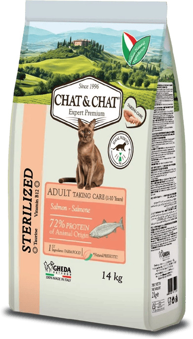 Chat & Chat Adult Sterilized Salmon | Lazachúsos táp ivartalanított macskáknak Olaszországból