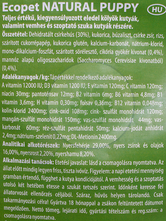 Ecopet Natural Puppy Mini | Száraztáp kistestű kutyákölykök számára